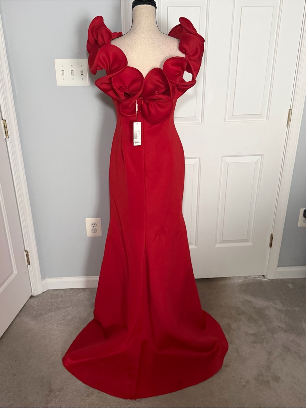 NWT Red Ruffle-Trim Maxi Gown - Picture 3 of 3